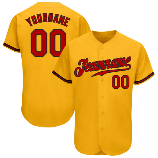 Team Jerseys Baseball, Custom Gold Red Black Authentic Baseball Jersey, Logo Baseball Jersey