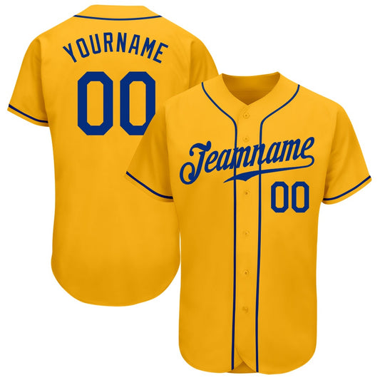 Team Jerseys Baseball, Custom Gold Royal Authentic Baseball Jersey, Logo Baseball Jersey