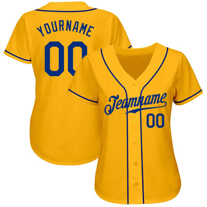 Team Jerseys Baseball, Custom Gold Royal Authentic Baseball Jersey, Logo Baseball Jersey