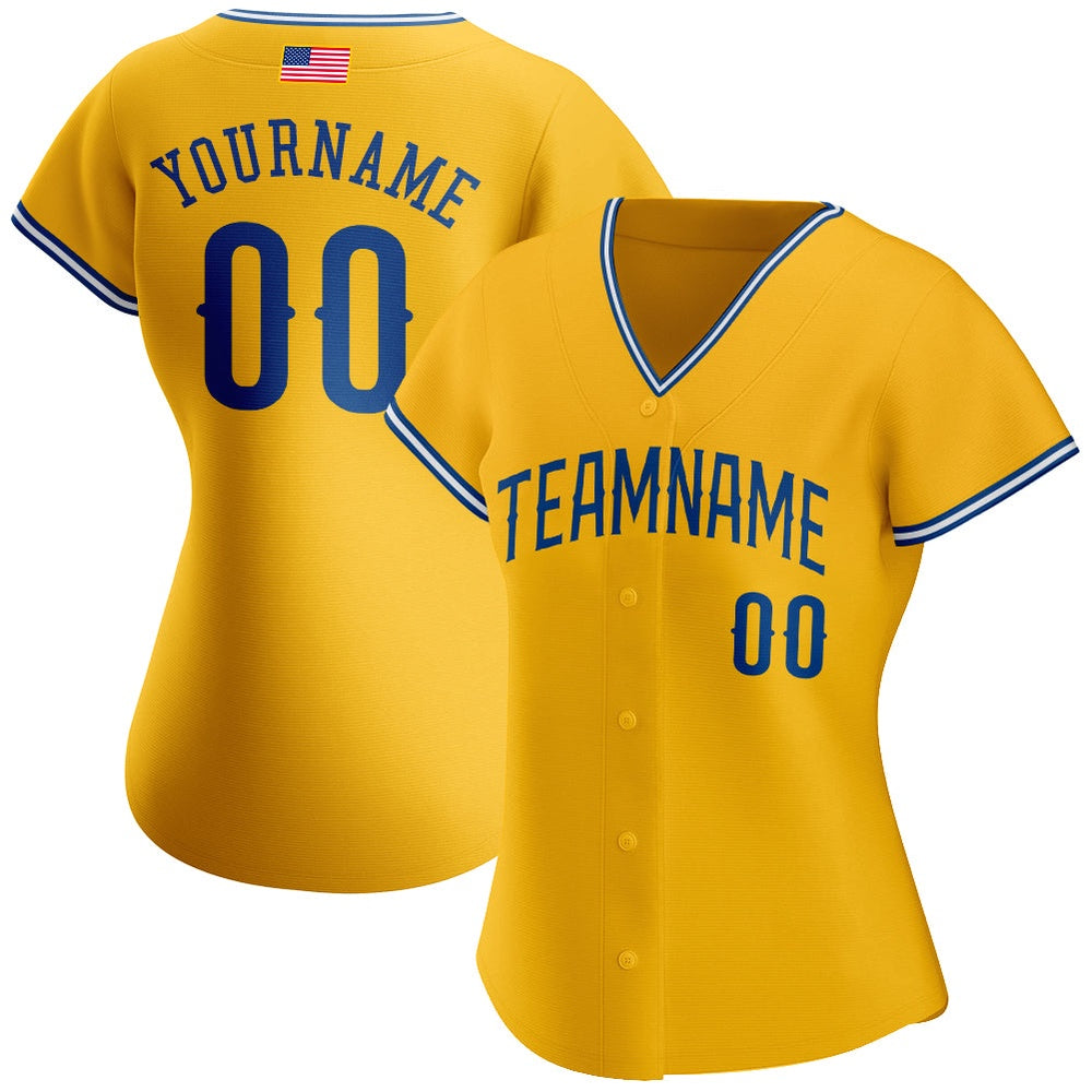 Team Jerseys Baseball, Custom Gold Royal White Authentic American Flag Fashion Baseball Jersey, Logo Baseball Jersey