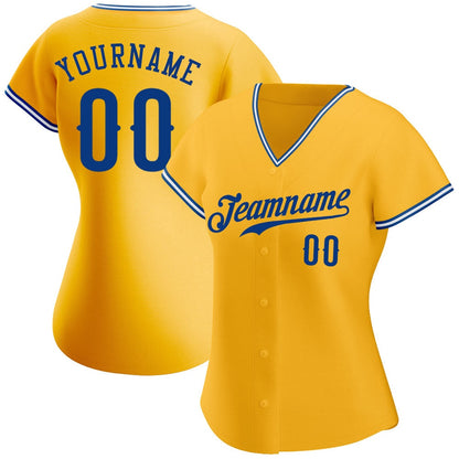 Team Jerseys Baseball, Custom Gold Royal White Authentic Baseball Jersey, Logo Baseball Jersey