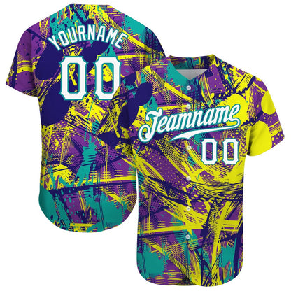 Team Jerseys Baseball, Custom Graffiti Abstract Urban Pattern White Teal 3D Authentic Baseball Jersey, Logo Baseball Jersey