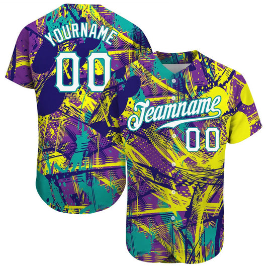 Team Jerseys Baseball, Custom Graffiti Abstract Urban Pattern White Teal 3D Authentic Baseball Jersey, Logo Baseball Jersey