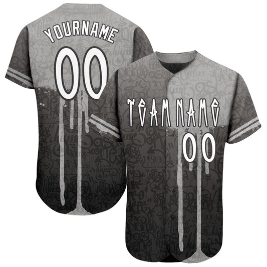 Team Jerseys Baseball, Custom Graffiti Pattern White Gray 3D Picaxao Authentic Baseball Jersey, Logo Baseball Jersey