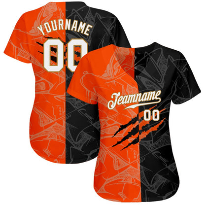 Team Jerseys Baseball, Custom Graffiti Pattern White Old Gold 3D Authentic Baseball Jersey, Logo Baseball Jersey