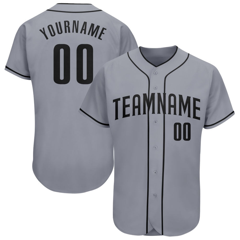 Team Jerseys Baseball, Custom Gray Black Authentic Baseball Jersey, Logo Baseball Jersey