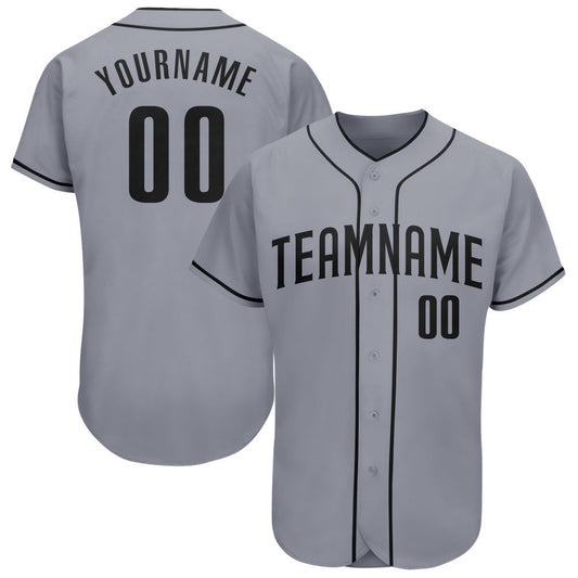Team Jerseys Baseball, Custom Gray Black Authentic Baseball Jersey, Logo Baseball Jersey