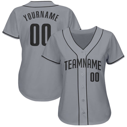 Team Jerseys Baseball, Custom Gray Black Authentic Baseball Jersey, Logo Baseball Jersey