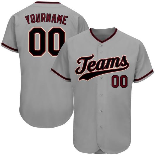 Team Jerseys Baseball, Custom Gray Black Crimson Authentic Baseball Jersey, Logo Baseball Jersey