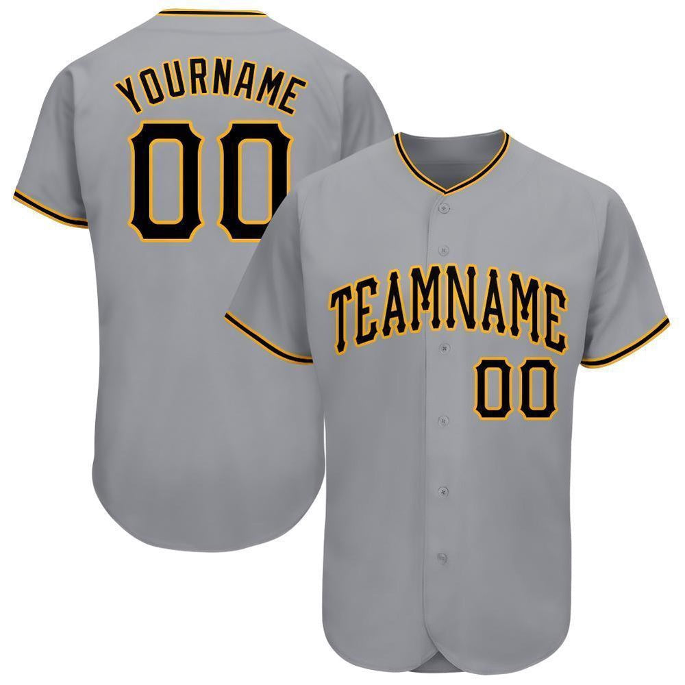 Team Jerseys Baseball, Custom Gray Black Gold Baseball Jersey, Logo Baseball Jersey