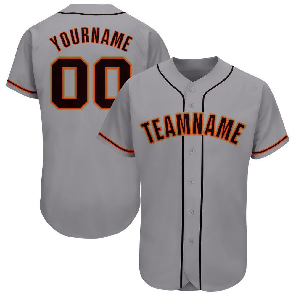 Team Jerseys Baseball, Custom Gray Black Orange Baseball Jersey, Logo Baseball Jersey