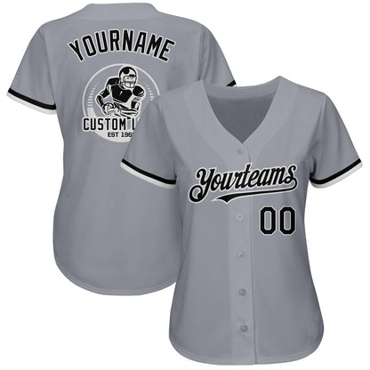 Team Jerseys Baseball, Custom Gray Black White Authentic Baseball Jersey, Logo Baseball Jersey