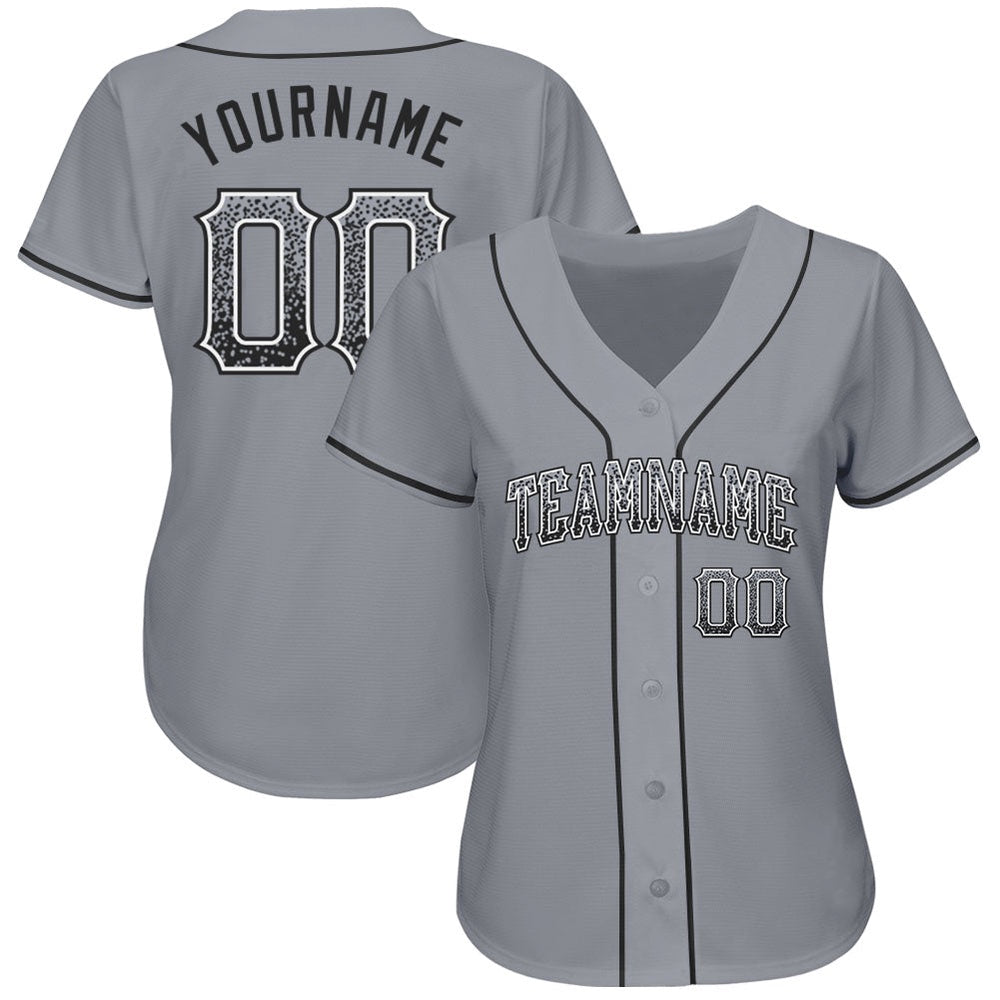 Team Jerseys Baseball, Custom Gray Black White Authentic Drift Fashion Baseball Jersey, Logo Baseball Jersey