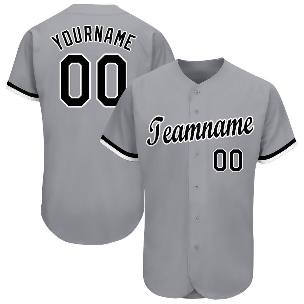 Team Jerseys Baseball, Custom Gray Black White Baseball Jersey, Logo Baseball Jersey