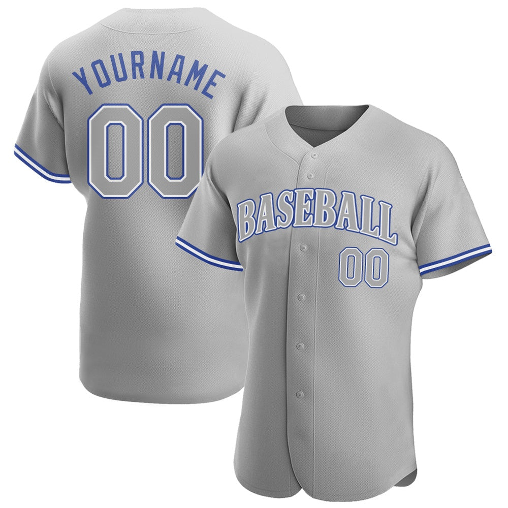 Team Jerseys Baseball, Custom Gray Gray Royal Authentic Baseball Jersey, Logo Baseball Jersey