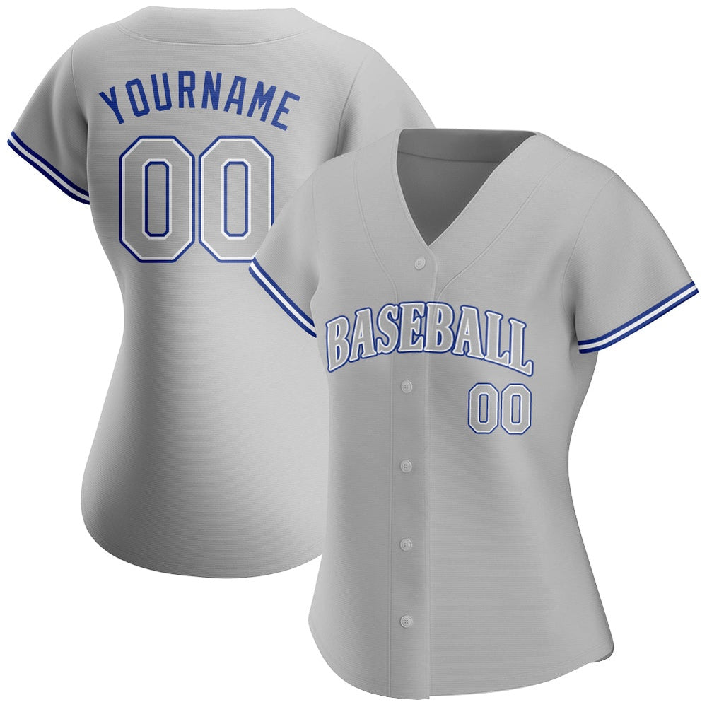 Team Jerseys Baseball, Custom Gray Gray Royal Authentic Baseball Jersey, Logo Baseball Jersey
