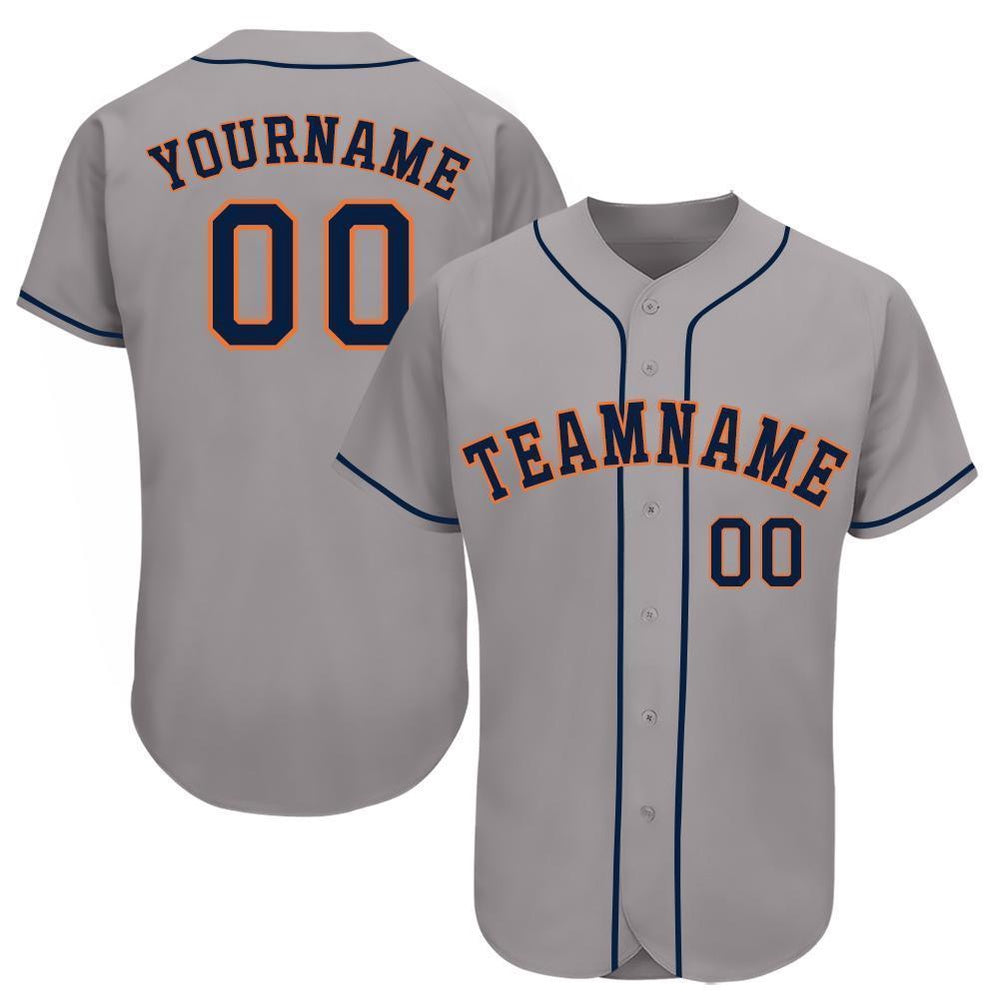 Team Jerseys Baseball, Custom Gray Navy Orange Baseball Jersey, Logo Baseball Jersey