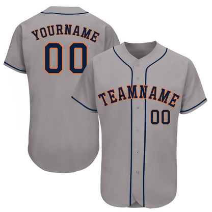 Team Jerseys Baseball, Custom Gray Navy Orange Baseball Jersey, Logo Baseball Jersey