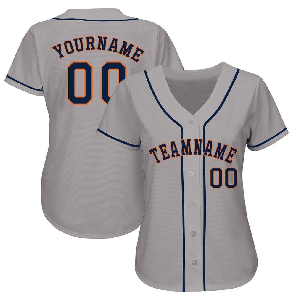 Team Jerseys Baseball, Custom Gray Navy Orange Baseball Jersey, Logo Baseball Jersey