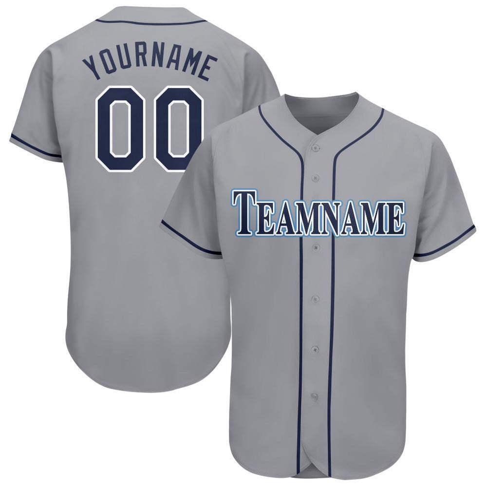 Team Jerseys Baseball, Custom Gray Navy Powder Blue Baseball Jersey, Logo Baseball Jersey