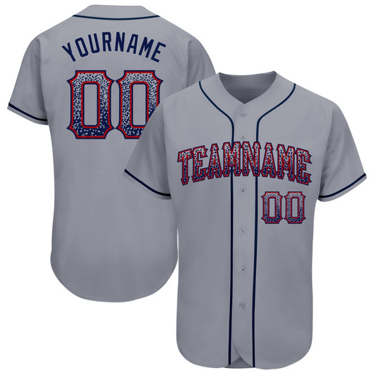 Team Jerseys Baseball, Custom Gray Navy Red Authentic Drift Fashion Baseball Jersey, Logo Baseball Jersey