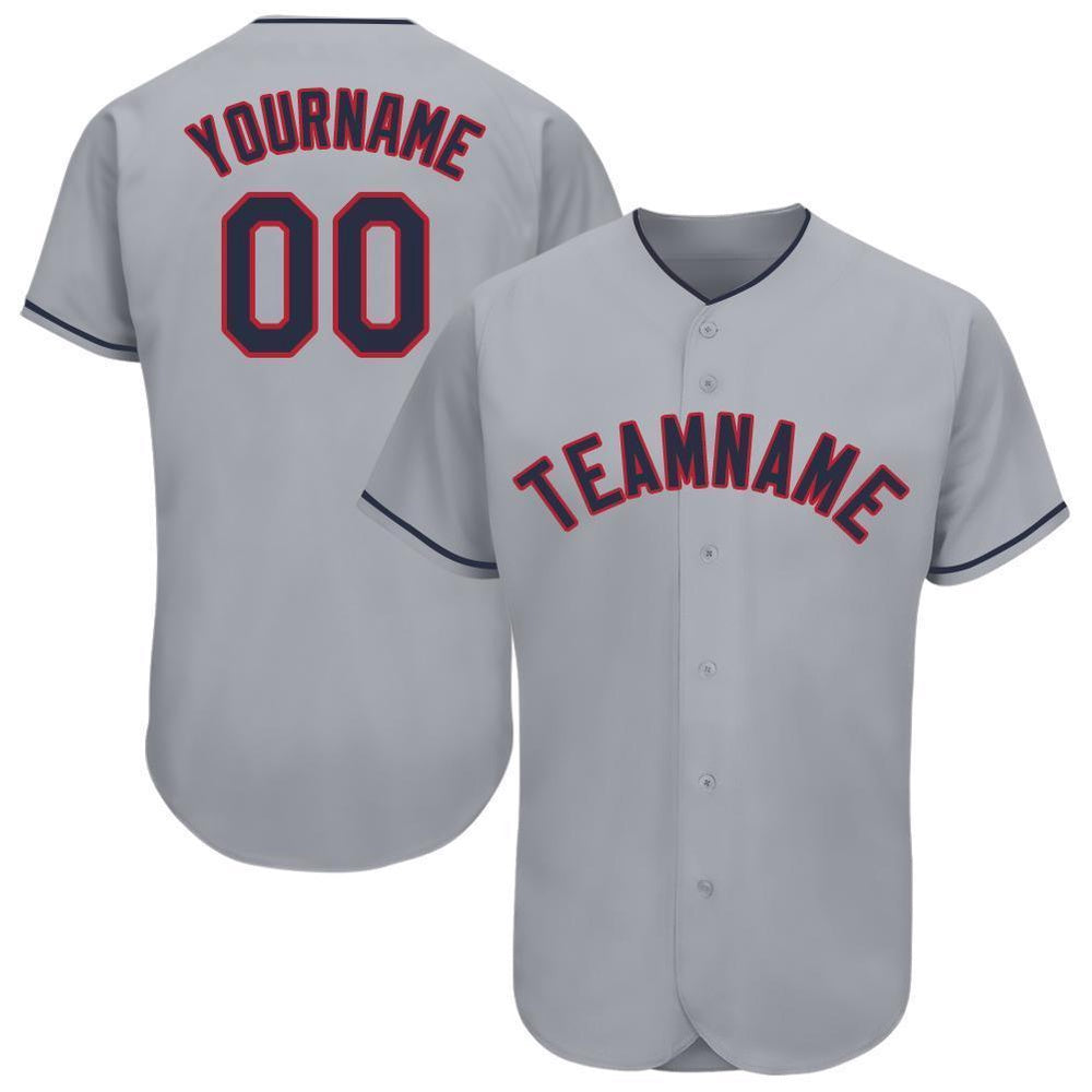 Team Jerseys Baseball, Custom Gray Navy Red Baseball Jersey, Logo Baseball Jersey