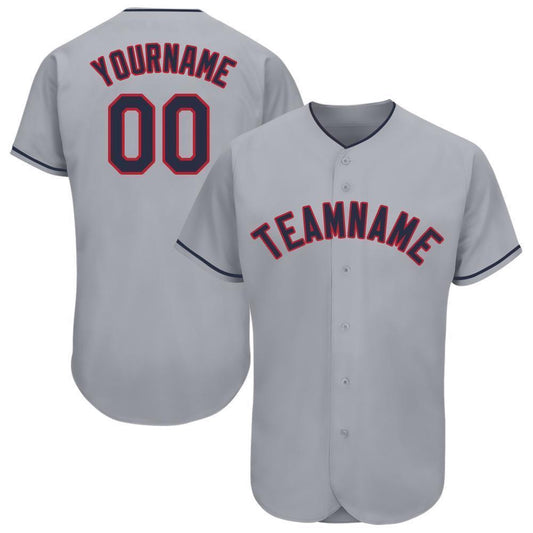 Team Jerseys Baseball, Custom Gray Navy Red Baseball Jersey, Logo Baseball Jersey