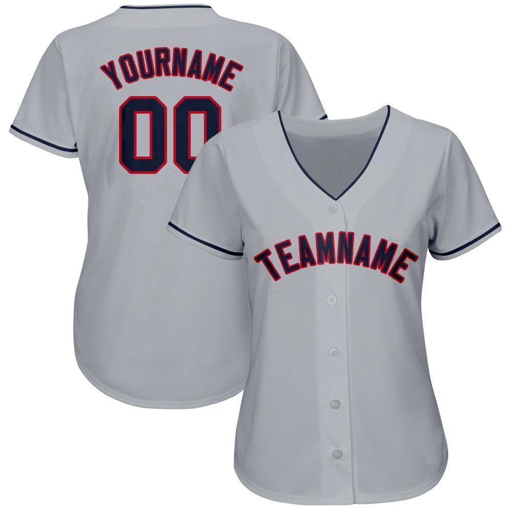 Team Jerseys Baseball, Custom Gray Navy Red Baseball Jersey, Logo Baseball Jersey