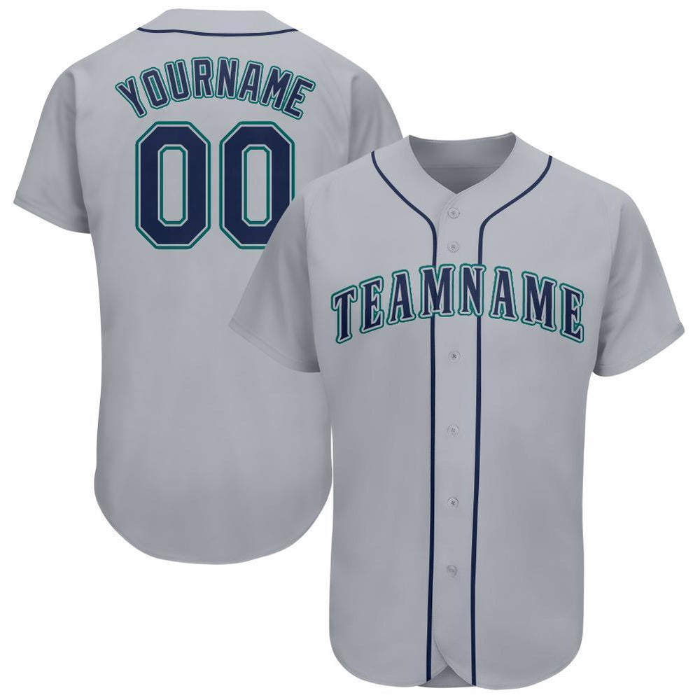 Team Jerseys Baseball, Custom Gray Navy Teal Baseball Jersey, Logo Baseball Jersey