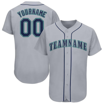 Team Jerseys Baseball, Custom Gray Navy Teal Baseball Jersey, Logo Baseball Jersey