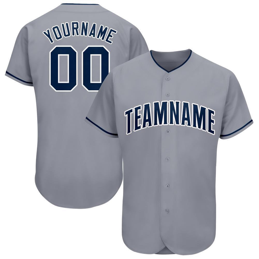 Team Jerseys Baseball, Custom Gray Navy White Baseball Jersey, Logo Baseball Jersey