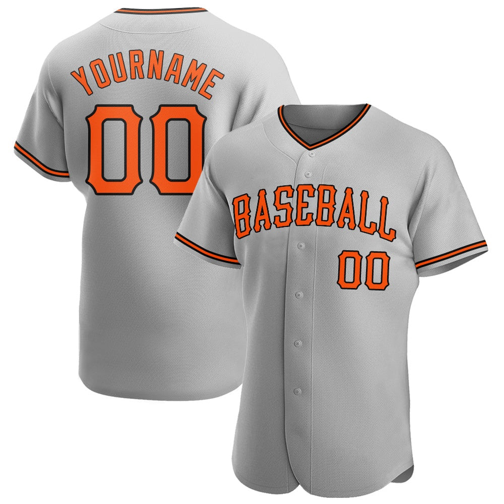Team Jerseys Baseball, Custom Gray Orange Black Authentic Baseball Jersey, Logo Baseball Jersey