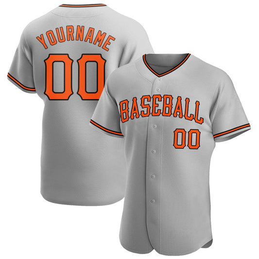 Team Jerseys Baseball, Custom Gray Orange Black Authentic Baseball Jersey, Logo Baseball Jersey