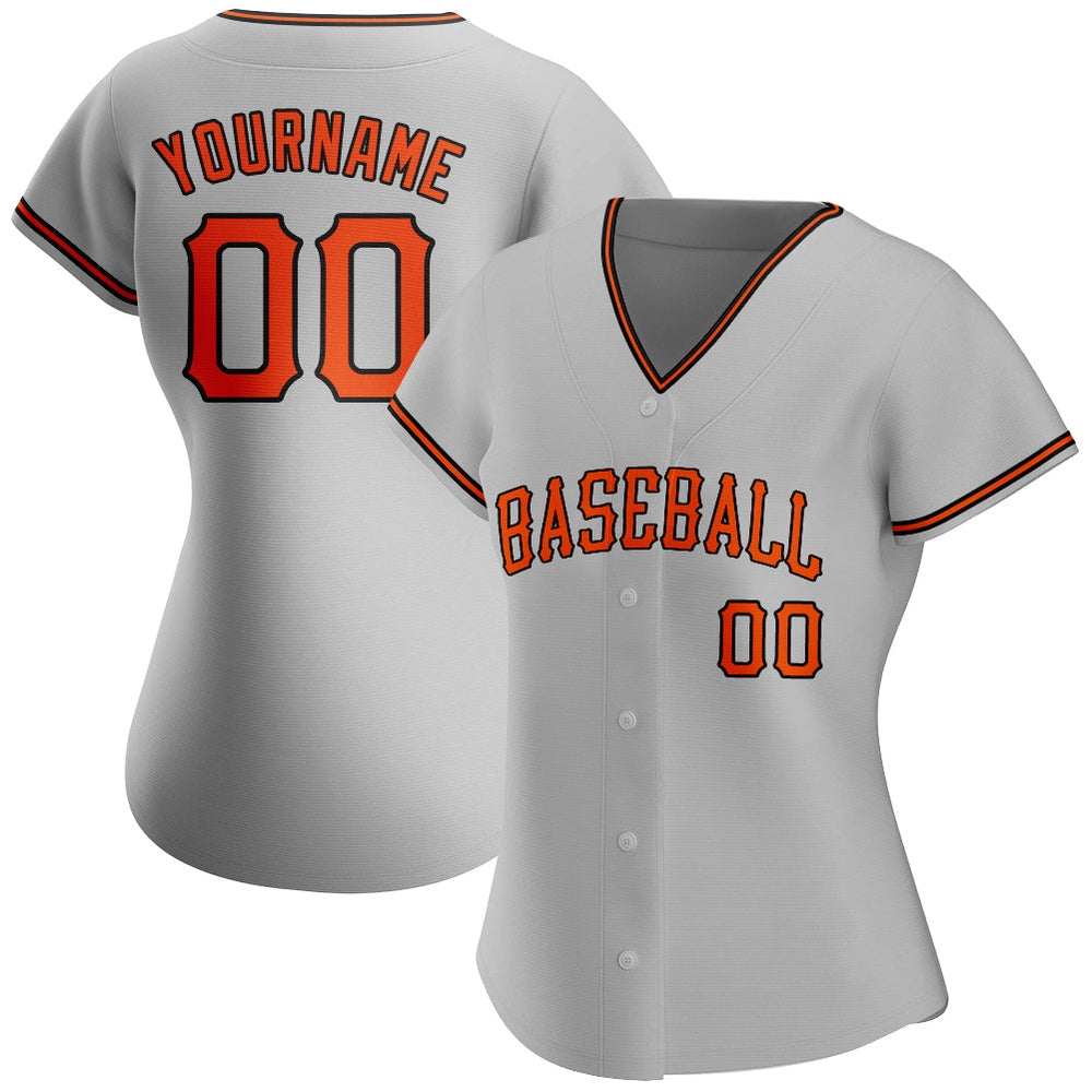 Team Jerseys Baseball, Custom Gray Orange Black Authentic Baseball Jersey, Logo Baseball Jersey