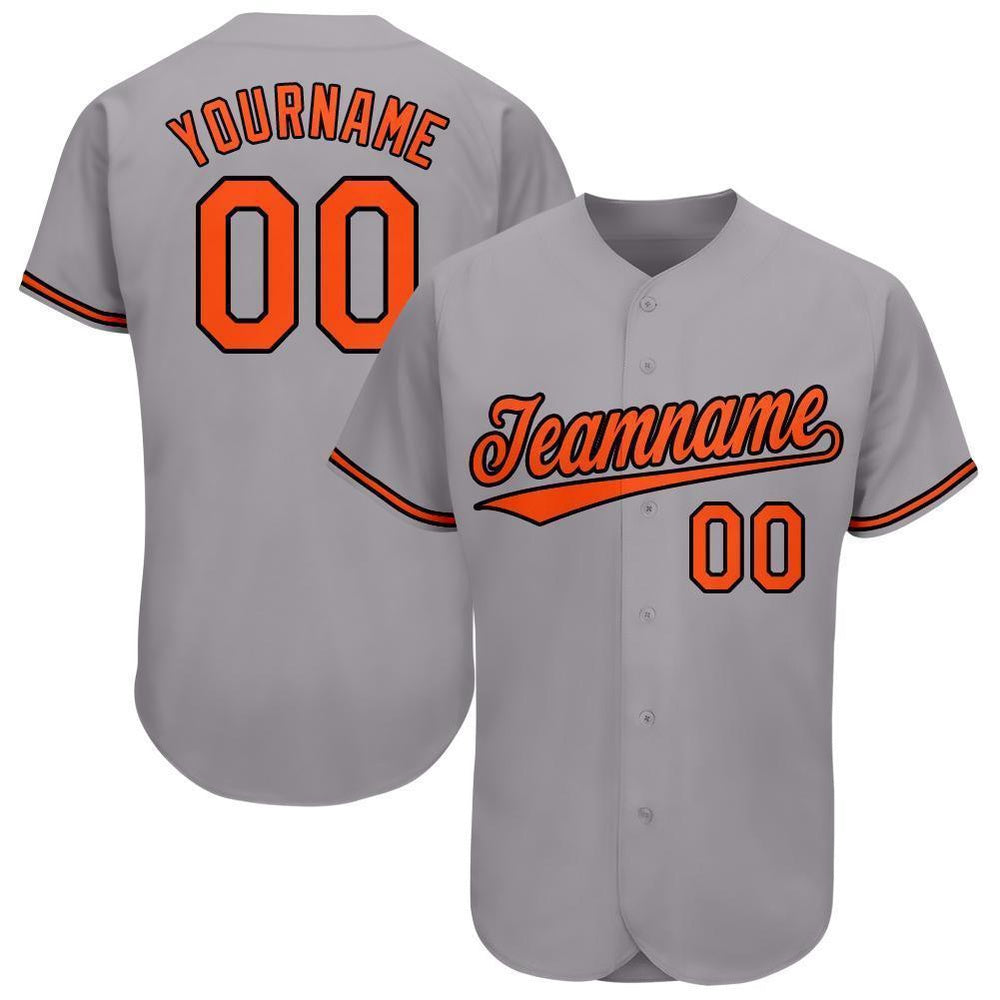 Team Jerseys Baseball, Custom Gray Orange Black Baseball Jersey, Logo Baseball Jersey
