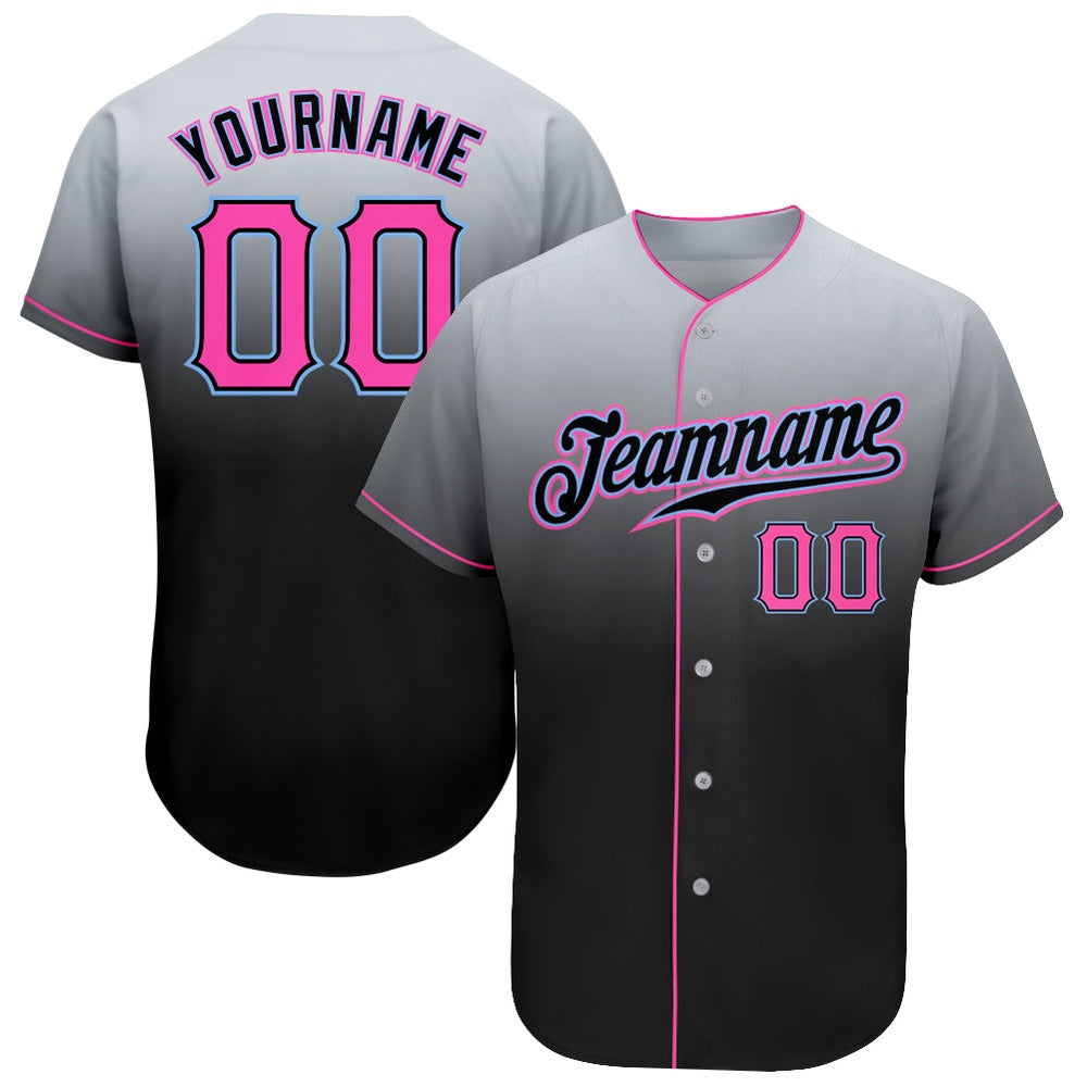 Team Jerseys Baseball, Custom Gray Pink Black Authentic Fade Fashion Baseball Jersey, Logo Baseball Jersey