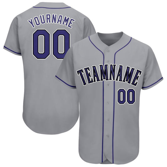 Team Jerseys Baseball, Custom Gray Purple Black Baseball Jersey, Logo Baseball Jersey