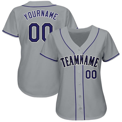 Team Jerseys Baseball, Custom Gray Purple Black Baseball Jersey, Logo Baseball Jersey