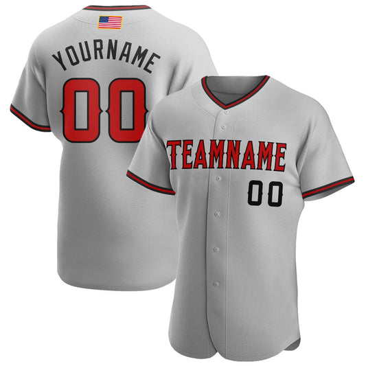 Team Jerseys Baseball, Custom Gray Red Black Authentic American Flag Fashion Baseball Jersey, Logo Baseball Jersey
