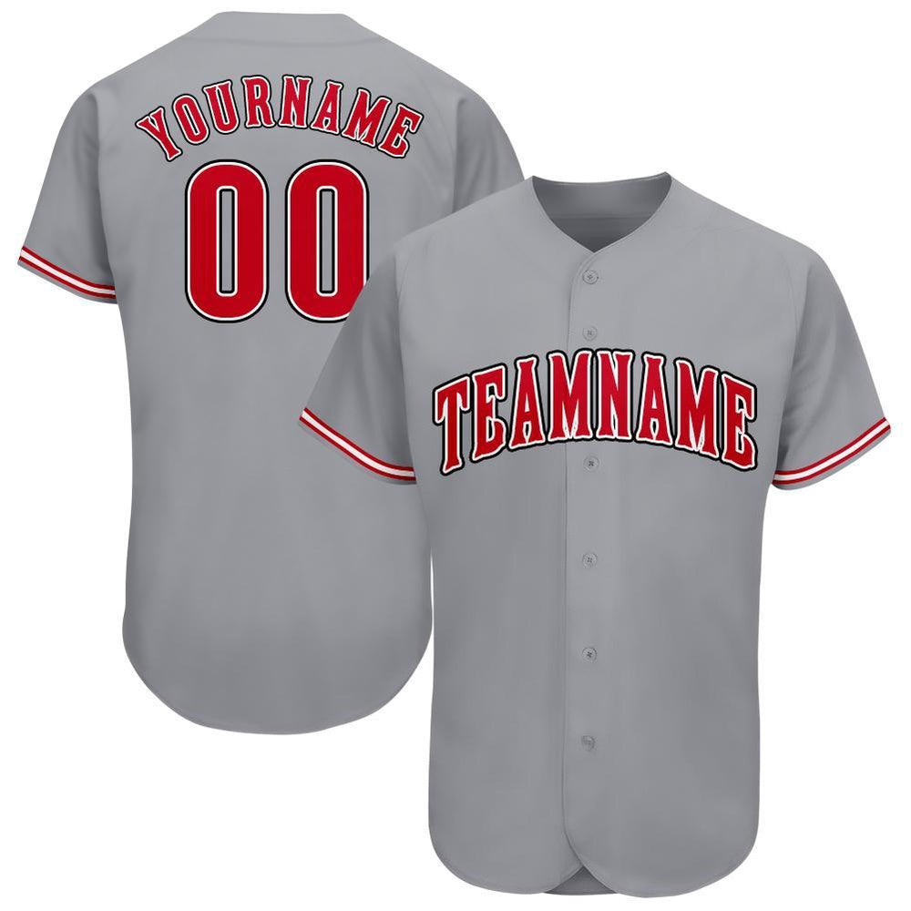 Team Jerseys Baseball, Custom Gray Red White Baseball Jersey, Logo Baseball Jersey