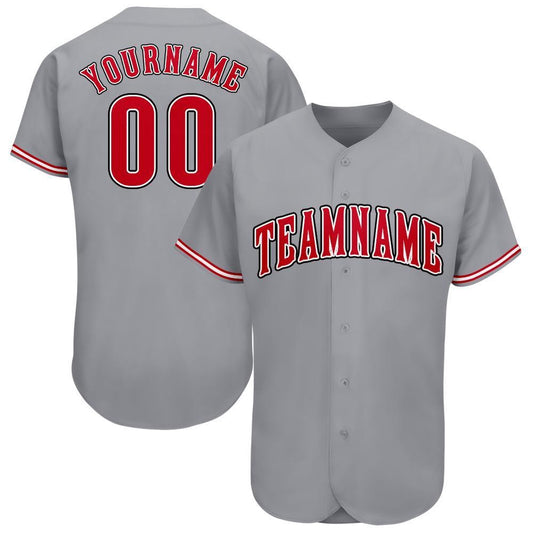 Team Jerseys Baseball, Custom Gray Red White Baseball Jersey, Logo Baseball Jersey