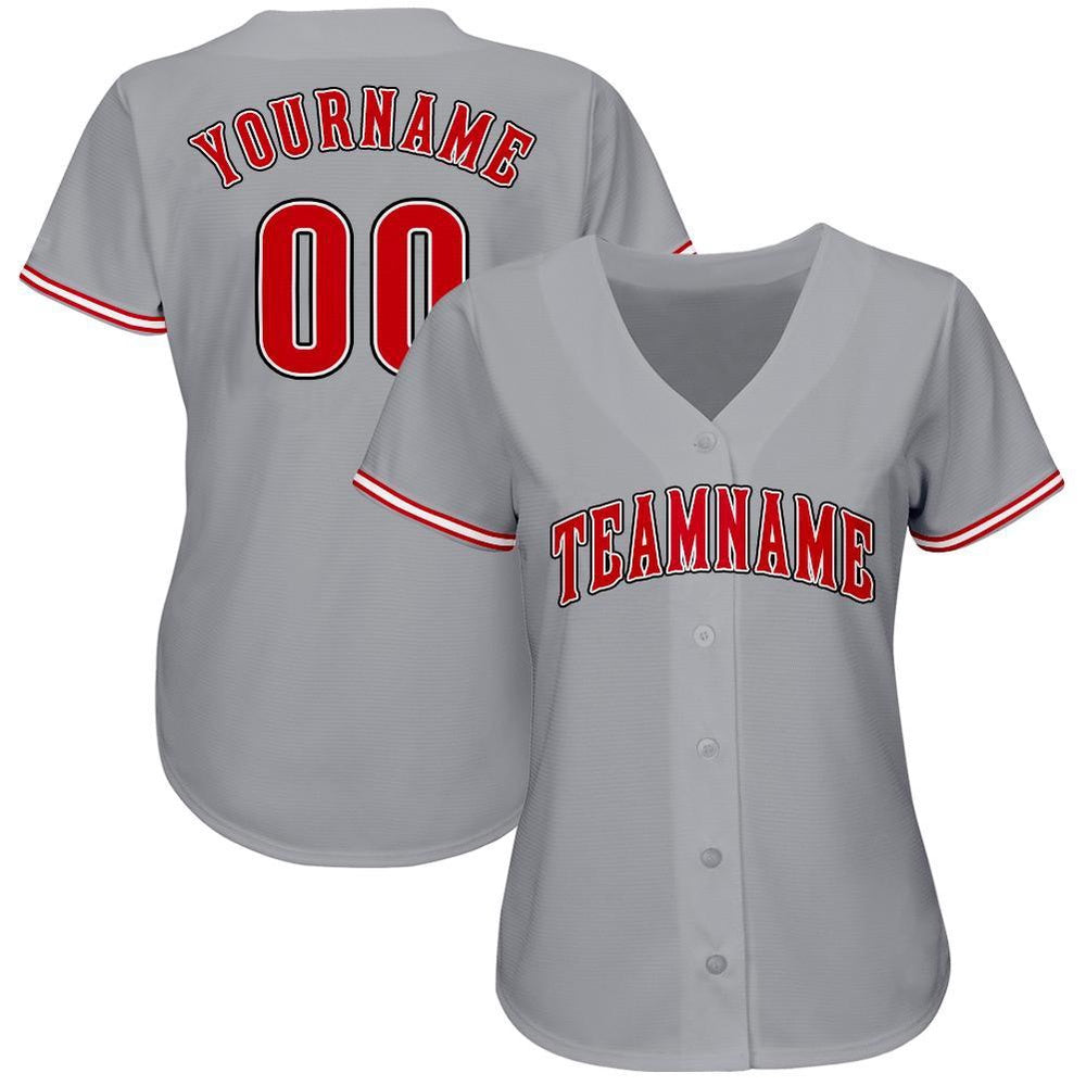 Team Jerseys Baseball, Custom Gray Red White Baseball Jersey, Logo Baseball Jersey