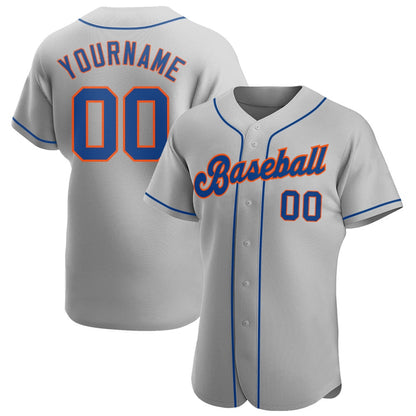 Team Jerseys Baseball, Custom Gray Royal Orange Authentic Baseball Jersey, Logo Baseball Jersey