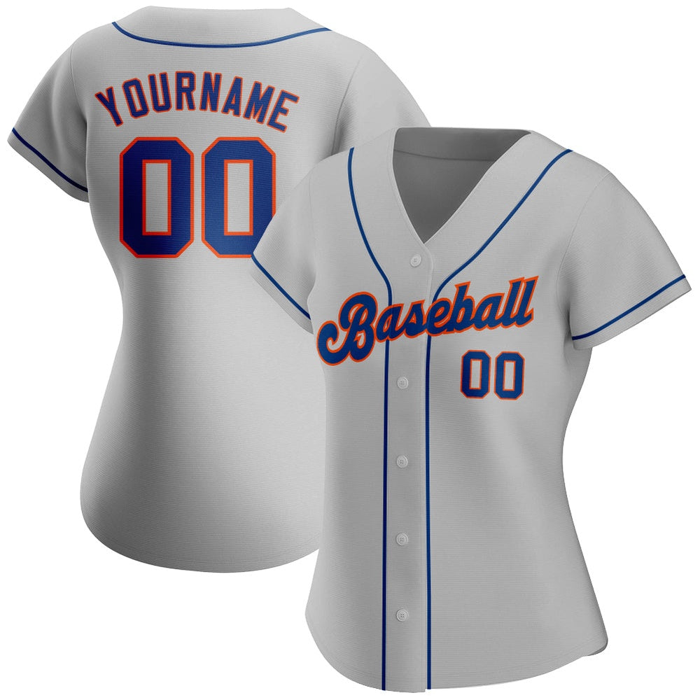 Team Jerseys Baseball, Custom Gray Royal Orange Authentic Baseball Jersey, Logo Baseball Jersey