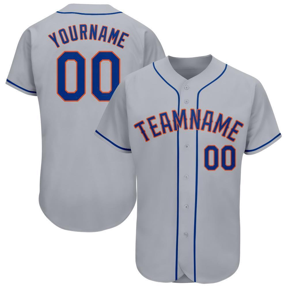 Team Jerseys Baseball, Custom Gray Royal Orange Baseball Jersey, Logo Baseball Jersey