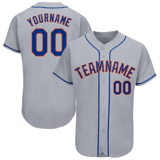 Team Jerseys Baseball, Custom Gray Royal Orange Baseball Jersey, Logo Baseball Jersey