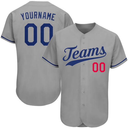 Team Jerseys Baseball, Custom Gray Royal Red Authentic Baseball Jersey, Logo Baseball Jersey