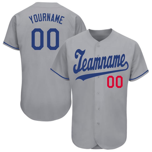 Team Jerseys Baseball, Custom Gray Royal Red Baseball Jersey, Logo Baseball Jersey