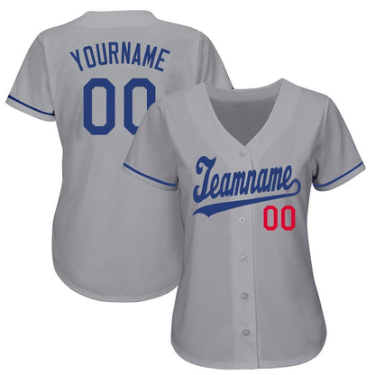 Team Jerseys Baseball, Custom Gray Royal Red Baseball Jersey, Logo Baseball Jersey