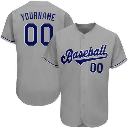 Team Jerseys Baseball, Custom Gray Royal White Authentic Baseball Jersey, Logo Baseball Jersey